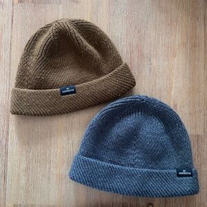 Set of 2 REI Unisex One Size 100% Acrylic Beanies - Gray and Brown